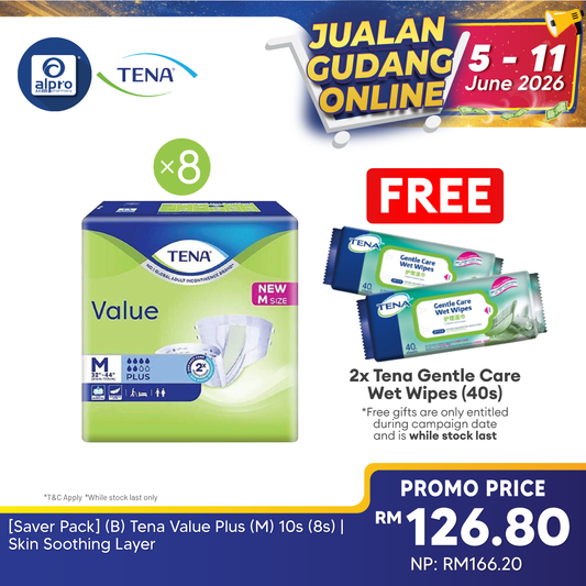 (B) Tena Value Plus (M) 10s (8s) | Skin Soothing Layer Tena