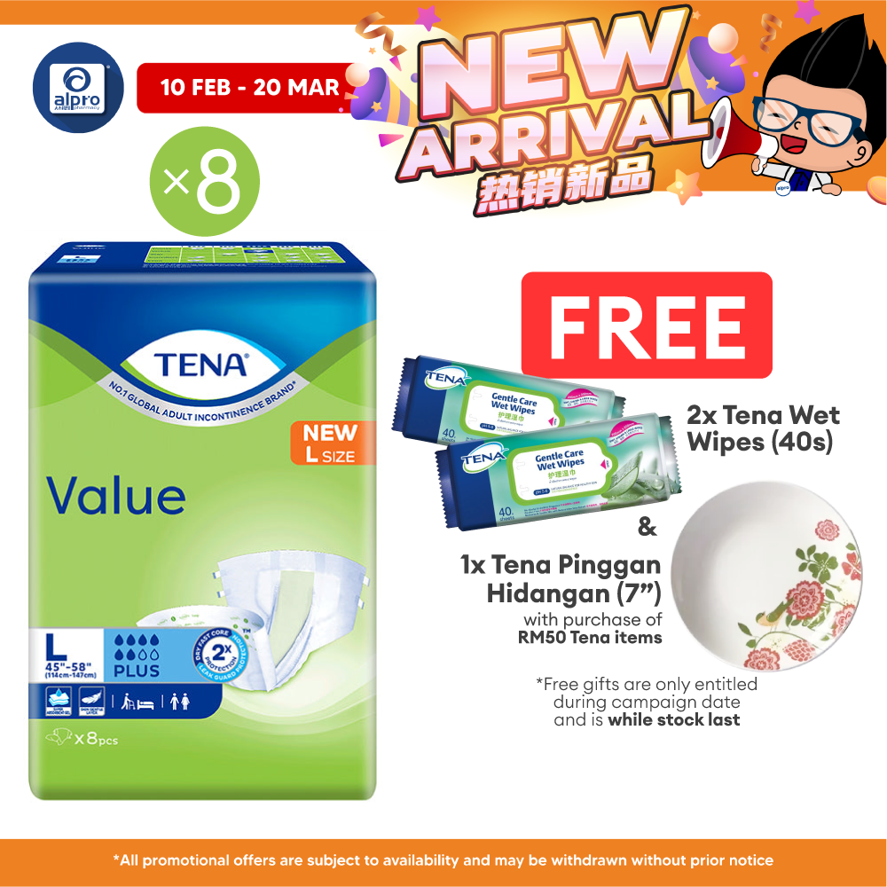 (B) Tena Value Plus (L) 8s (8s) | Leakage Prevention Tena