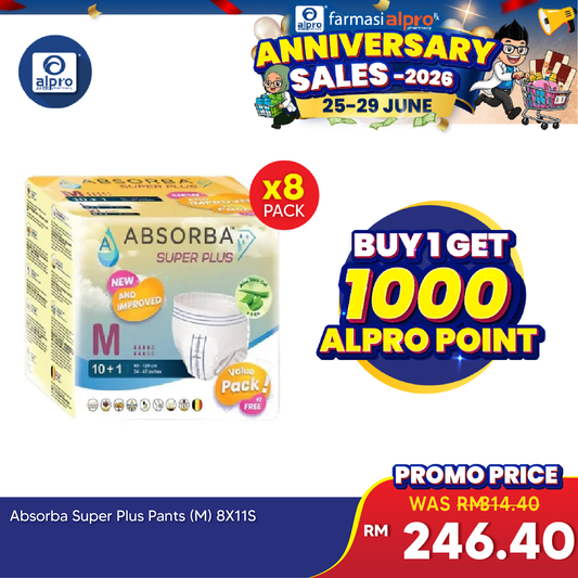 Absorba Super Plus Pants (M) 8 x 11s Absorba