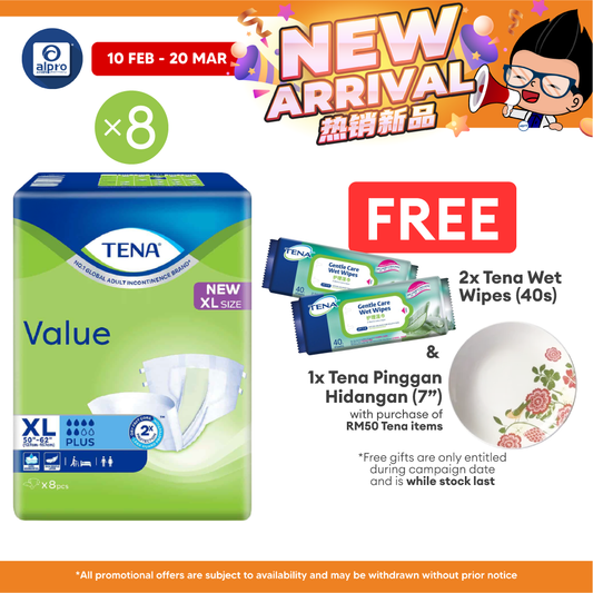 (B) Tena Value Plus (XL) 8s (8s) | Comfortable Fit Tena