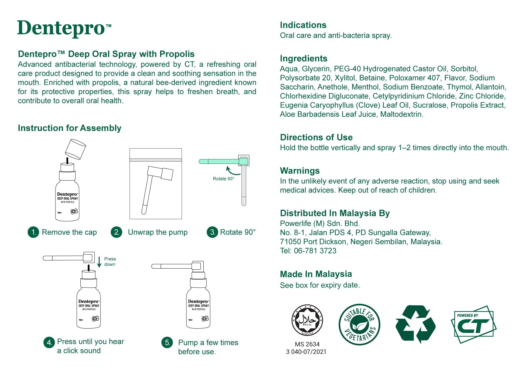 Dentepro Deep Oral Spray with Propolis 18ml | Reduce Sore Throat Dentepro