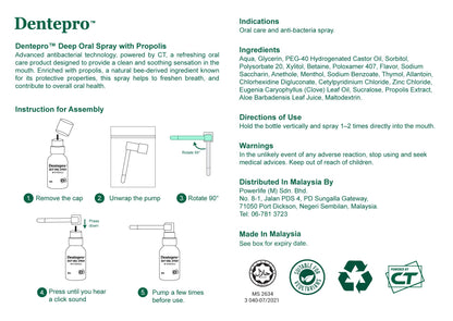 Dentepro Deep Oral Spray with Propolis 18ml | Reduce Sore Throat Dentepro