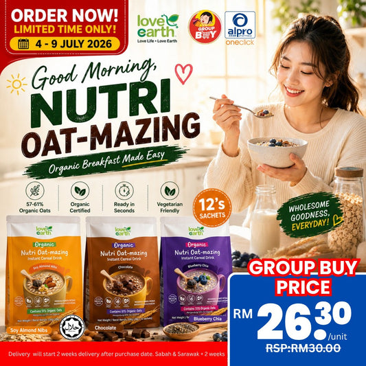 [Group Buy Delivery Starts: 11/8/2026] Love Earth Nutri Oat-mazing Instant Cereal Drinks (Variety Flavours) 28g × 12s Group Buy
