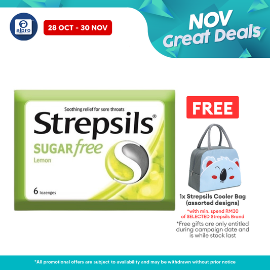 Strepsils Lemon Sugar Free 6s| Soothing Effective Relief for Throat Strepsils
