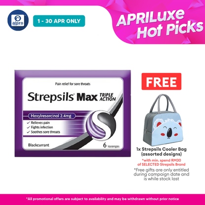 Strepsils Max Blackcurrant 6s | Soothing Effective Relief for Throat Strepsils