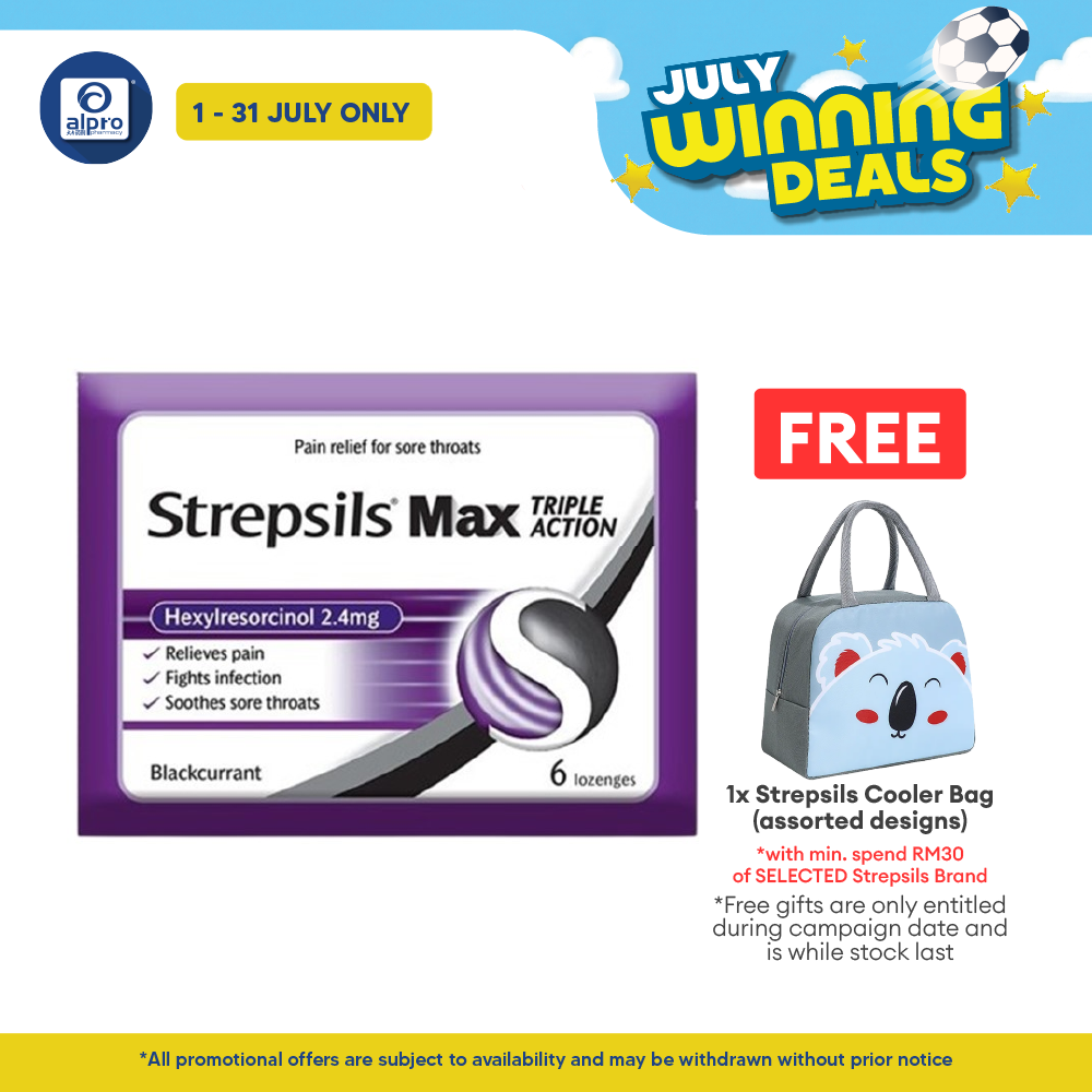 Strepsils Max Blackcurrant 6s | Soothing Effective Relief for Throat Strepsils