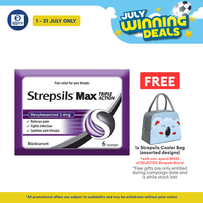 Strepsils Max Blackcurrant 6s | Soothing Effective Relief for Throat Strepsils