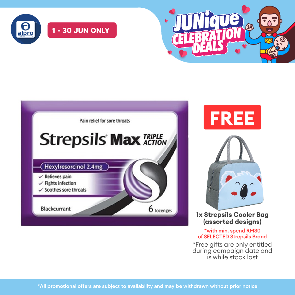 Strepsils Max Blackcurrant 6s | Soothing Effective Relief for Throat Strepsils