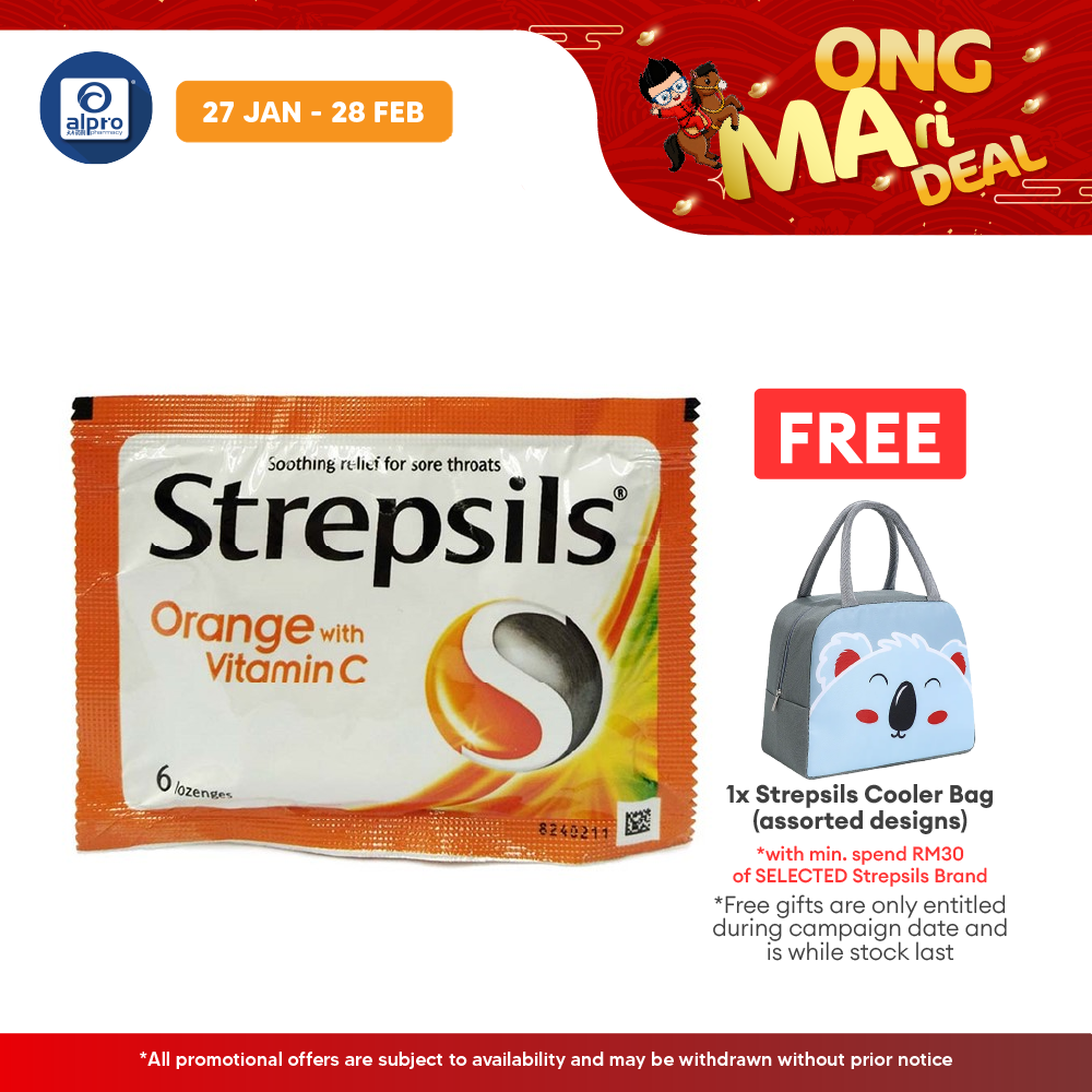 Strepsils Orange with Vitamin C 100 6s | Soothing Effective Relief for Throat Strepsils