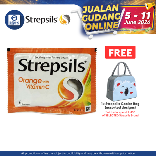 Strepsils Orange with Vitamin C 100 6s | Soothing Effective Relief for Throat Strepsils