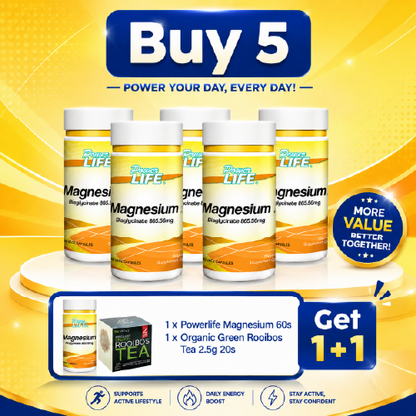 [Comfort & Calm Combo] Powerlife Magnesium 60s | 5 Bottles + 1 + 1 Powerlife