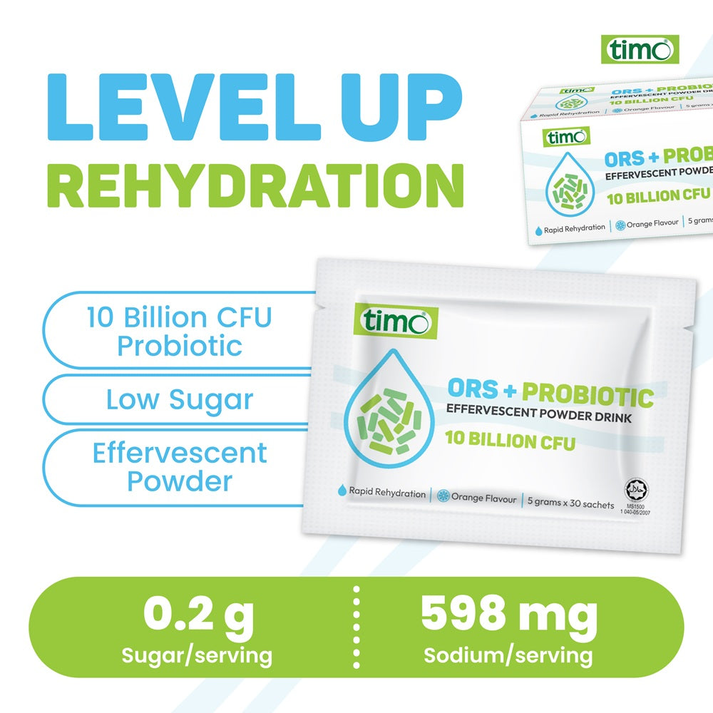 TIMO ORS+ Probiotic Effervescent Powder Drink 5g X 30 Sachets Timo
