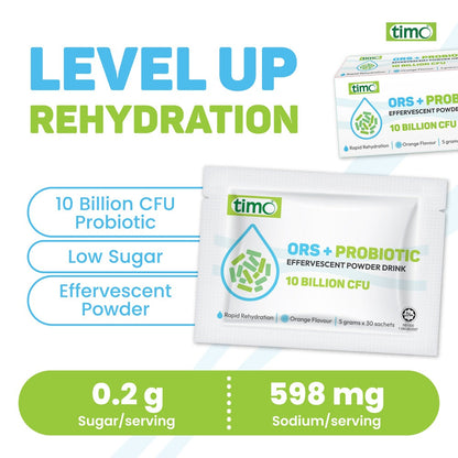 TIMO ORS+ Probiotic Effervescent Powder Drink 5g X 30 Sachets Timo