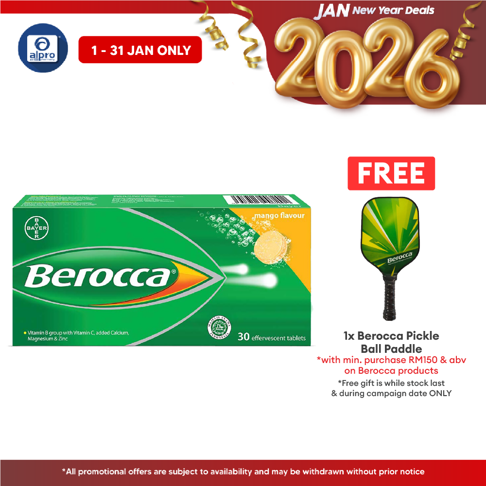 Berocca Performance Mango Effervescent Tablets with Vitamin C 30s | Helps Reduce Tiredness and Fatigue Alpro Pharmacy