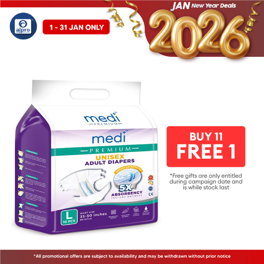 Medi Premium Unisex Adult Diapers (L) 10s