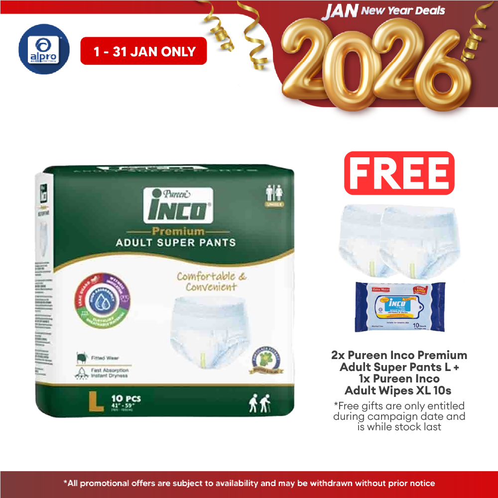Pureen Inco Premium Adult Super Pants | Size L (10 Pcs/pack) Alpro Pharmacy