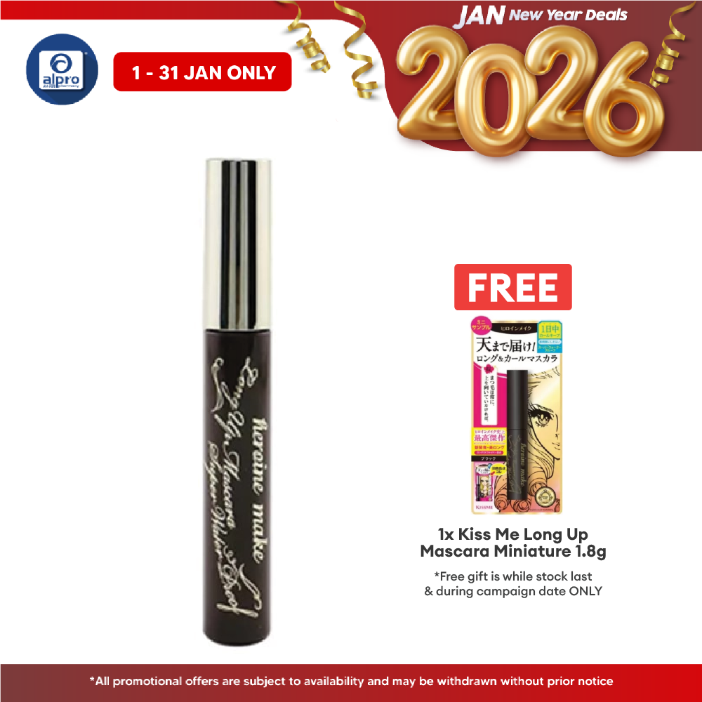 Kiss Me Heroine Make Up Mascara Super Waterproof 6g(01 Black\02 Brown\01 Jet Black\02 Brown)| Water Resistant Mascara Kiss Me