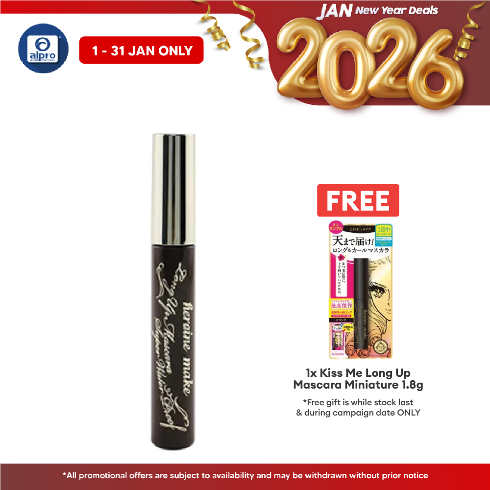 Kiss Me Heroine Make Up Mascara Super Waterproof 6g(01 Black\02 Brown\01 Jet Black\02 Brown)| Water Resistant Mascara Kiss Me