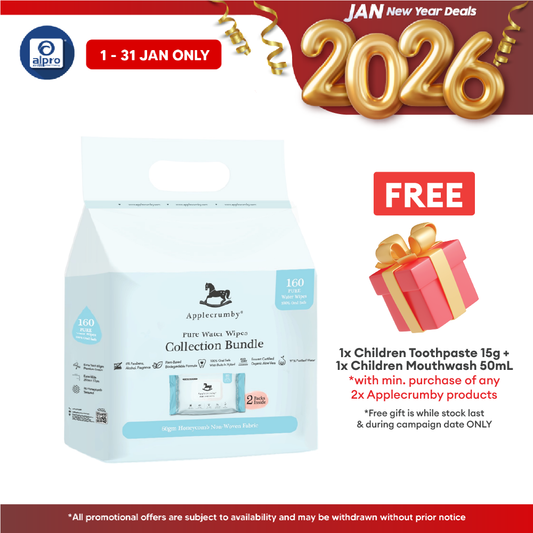 Applecrumby Premium Pure Water Wipes 2x80s Applecrumby