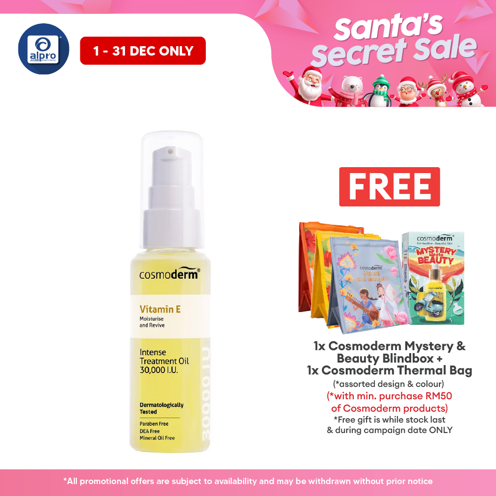 Cosmoderm Vitamin E Oil 30000 IU 30ml | Reduce Skin Appearance Cosmoderm