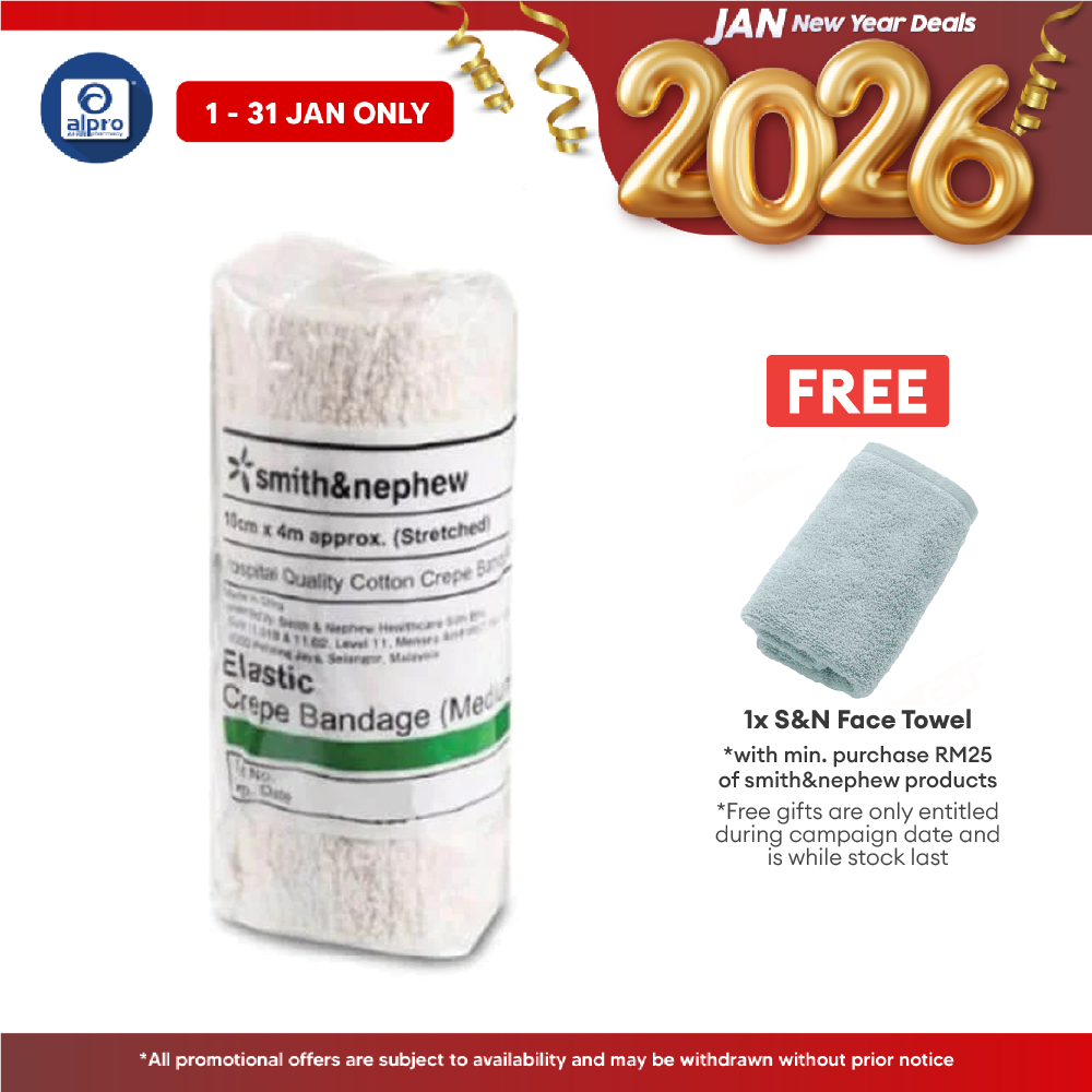 S&n Elastic Crepe Bandage (medium) 10cmx4m 1s Alpro Pharmacy