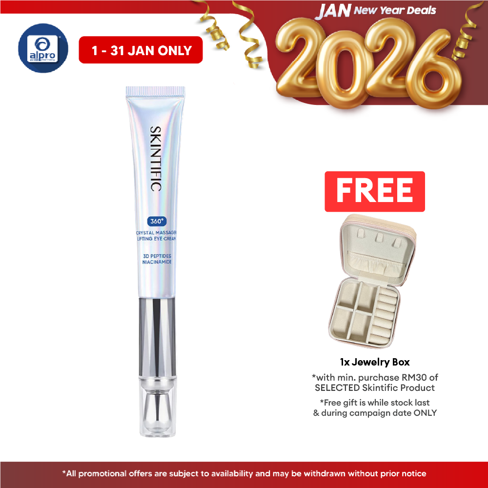 Skintific 360 Degree Crystal Massager Lifting Eye Cream 20g | Reduce Fine Lines Dark Circles with Niacinamide Caffeine Skintific