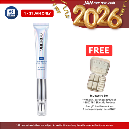 Skintific 360 Degree Crystal Massager Lifting Eye Cream 20g | Reduce Fine Lines Dark Circles with Niacinamide Caffeine Skintific