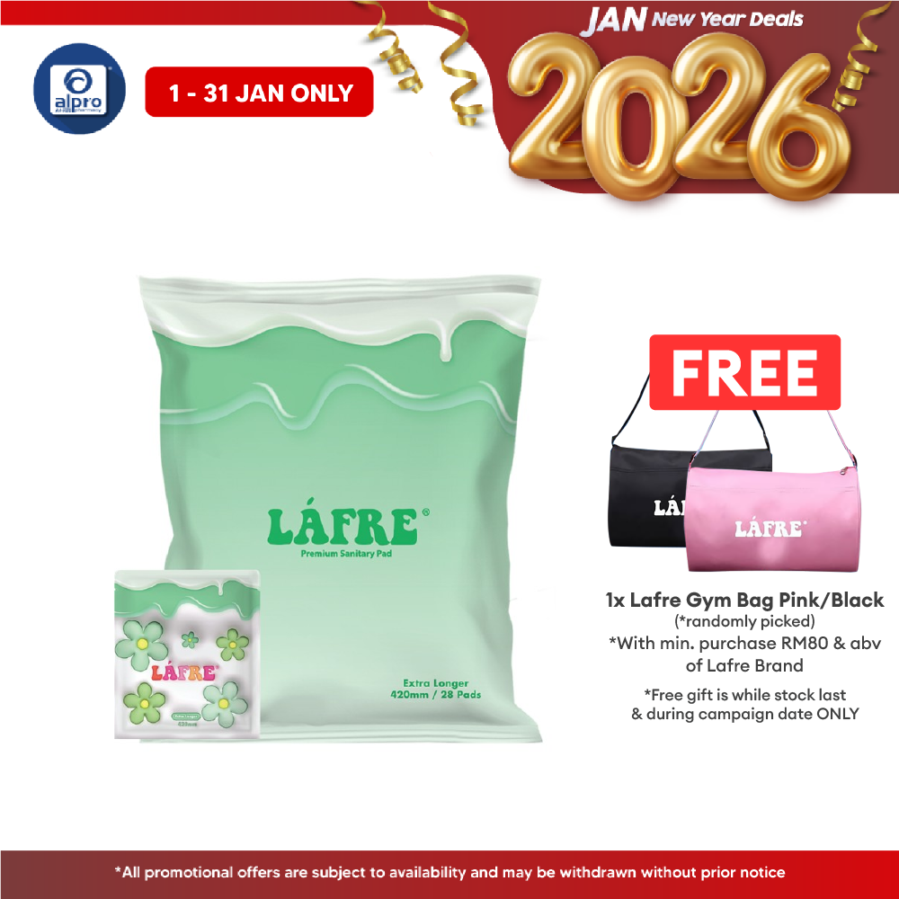 Lafre Premium Sanitary Pads Extra Longer 420mm 28s | Comfy Dry and Breathable Alpro Pharmacy