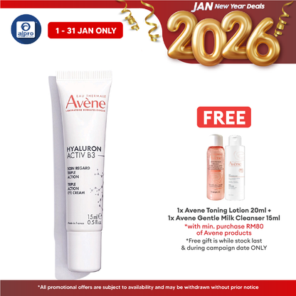 Avène Hyaluron Activ B3 Triple Action Eye Cream 15mL | Reduce Wrinkle, Eyebags, Dark Circle Alpro Pharmacy