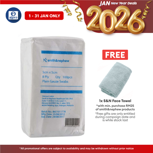 S&n Plain Gauze Swabs 5cmx5cmx8ply 100s Smith&nephew