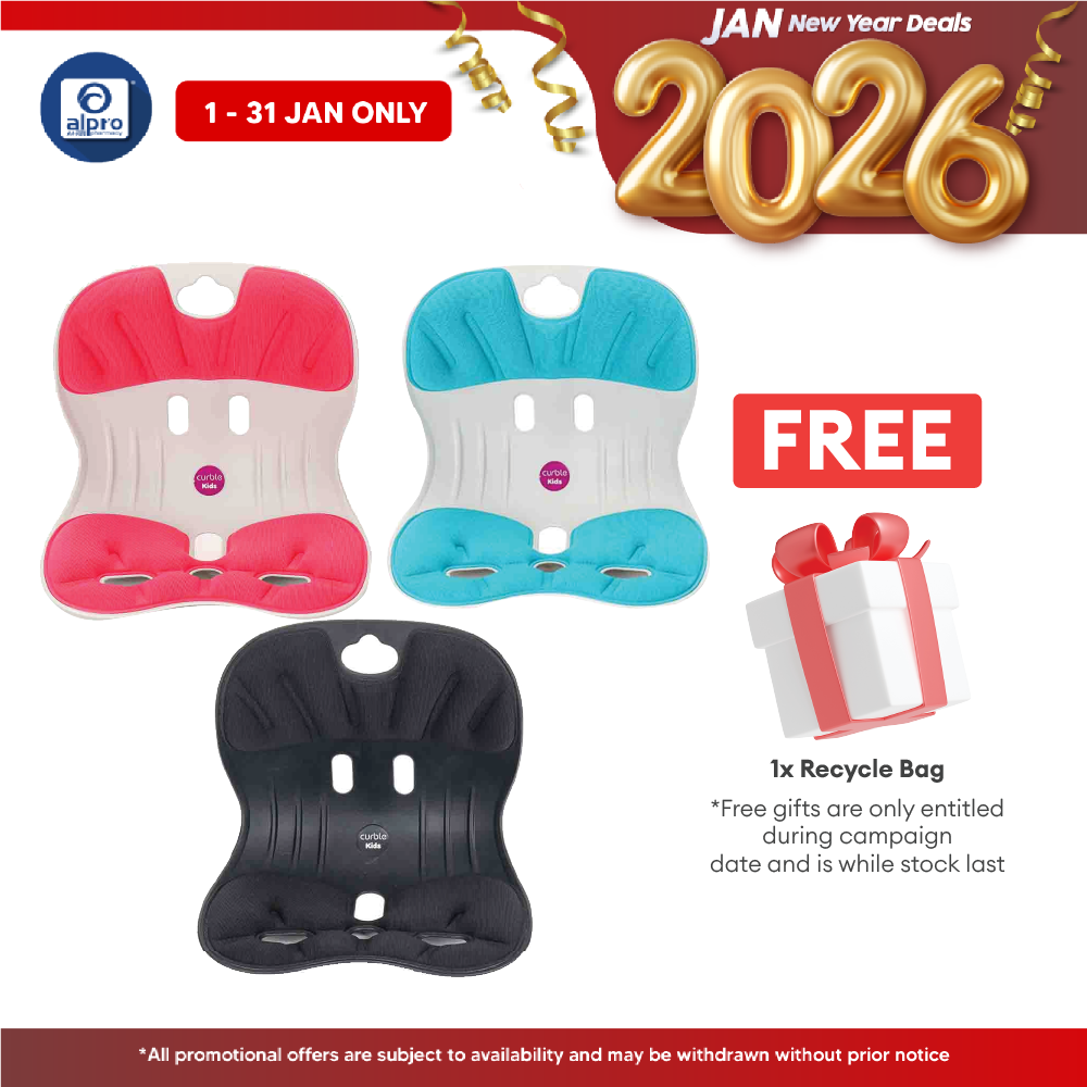 Curble Posture Corrective Chair Kids 1s (Pink, Black, Mint) Alpro Pharmacy