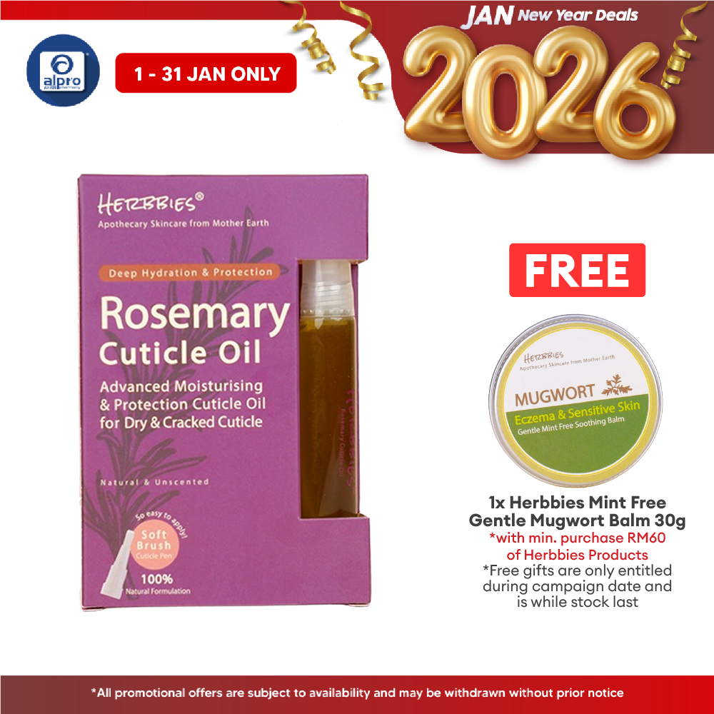 Herbbies Rosemary Cuticle Oil 10mL | Restore Dried and Cracked Cuticle Alpro Pharmacy