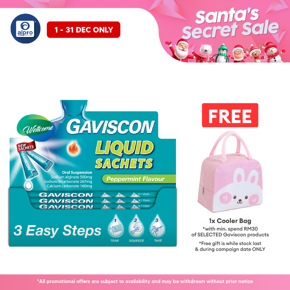 Gaviscon Liquid Peppermint Sachets 24s x 10ml (Exp: 31/05/2025) Alpro Pharmacy