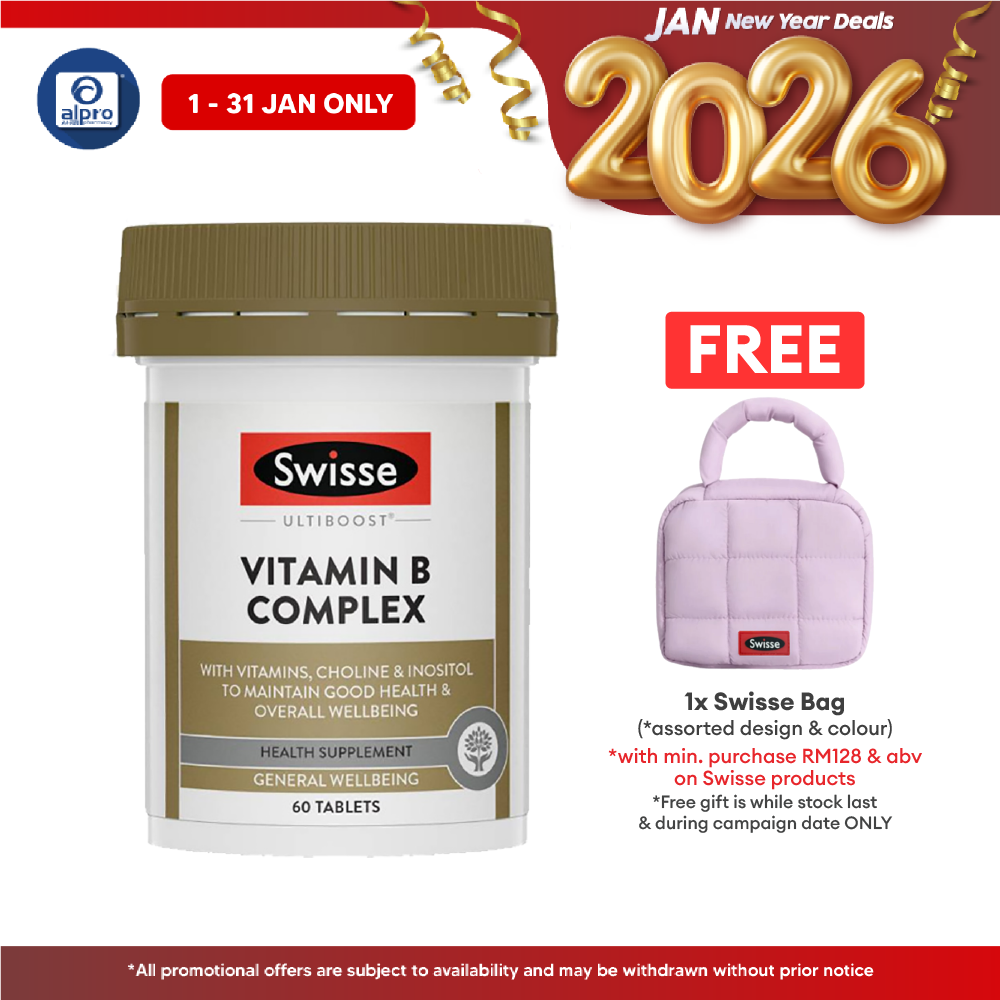 Swisse Ultiboost Vitamin B Complex 60s | Energy-Yielding Metabolism and Relieve from Tiredness Alpro Pharmacy