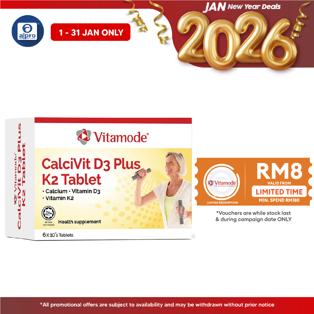 Vitamode CalciVit D3 Plus Vitamin K2 1800mg 6x 10s Alpro Pharmacy