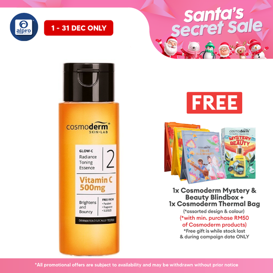 Cosmoderm Glow-C Radiance Toning Essence 500mg 100ml | Brightens & Bouncy Cosmoderm