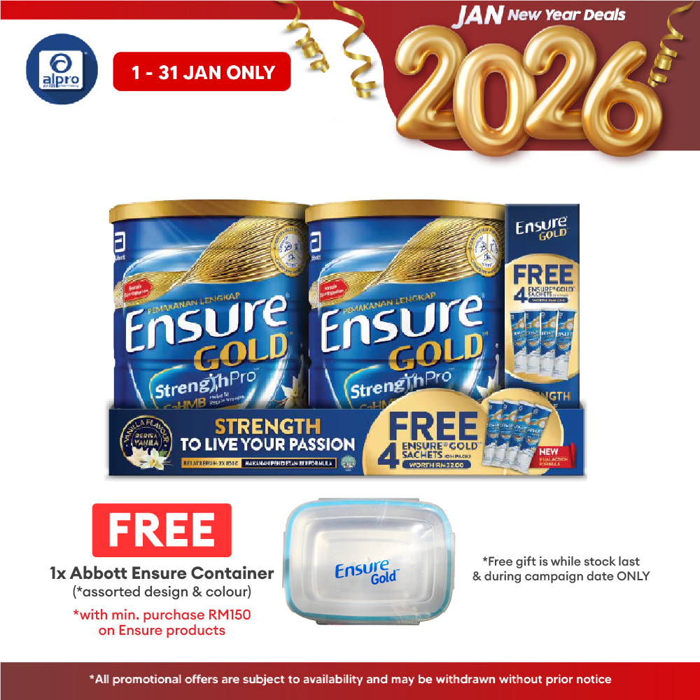 Abbott Ensure Gold Vanilla YBG (Yeast Beta Glucan) 800g x2 | Free 4 Sachets Ensure