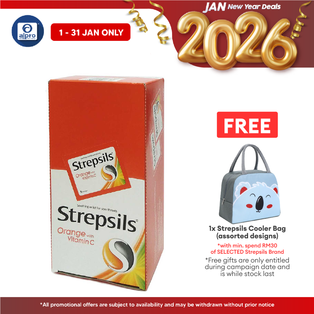 Strepsils Vitamin C-100 (Orange Flavour) 24x6s | Soothing Relief For Sore Throat Strepsils