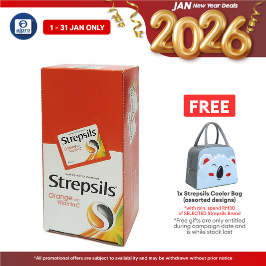 Strepsils Vitamin C-100 (Orange Flavour) 24x6s | Soothing Relief For Sore Throat Strepsils