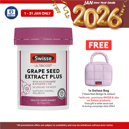 Swisse Ultiboost Grape Seed Plus 30s | Support Collagen Formation, Skin Health And Antioxidant Activity Swisse