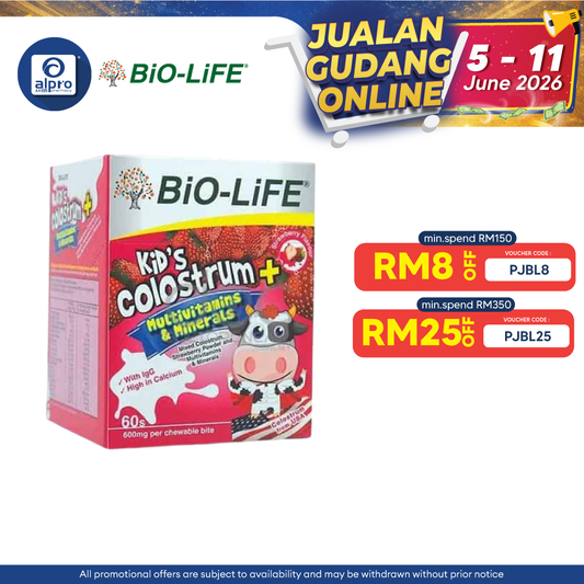 Bio-life Kids Colostrum + Multivitamins & Minerals 60s (Exp: 25/05/2025) Bio-life