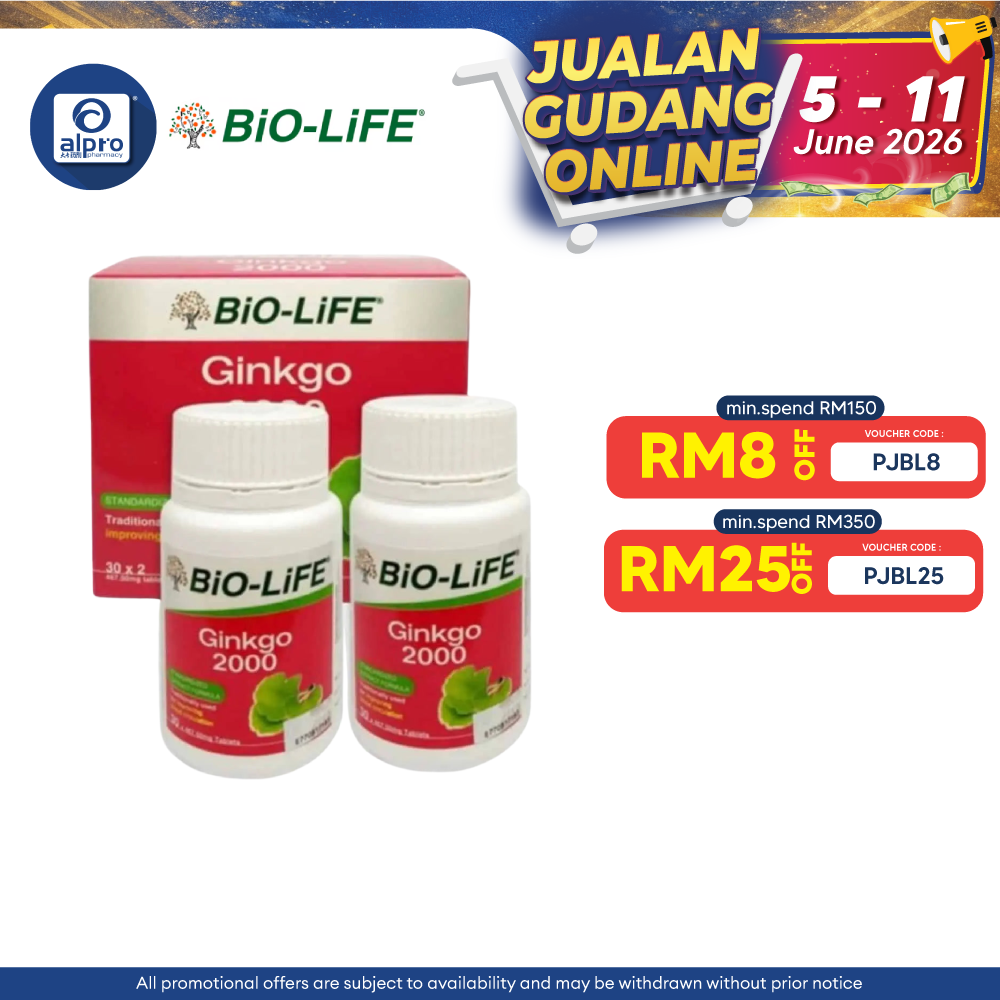 Bio-life Ginkgo 2000 2x30s | Heart Health (Exp: 2/2025) Bio-life