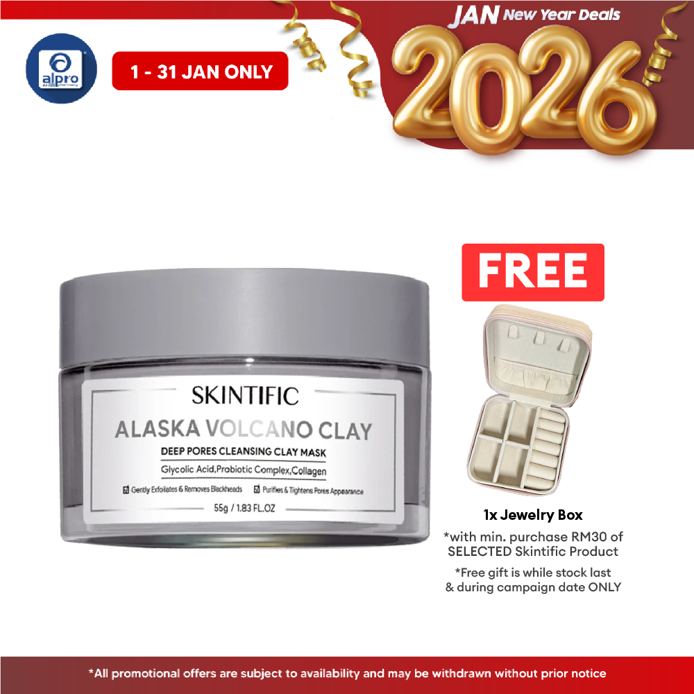 Skintific Alaska Volcano Clay Cleansing Clay Mask 55g | Exfoliates & Protect Skin Barrier Skintific