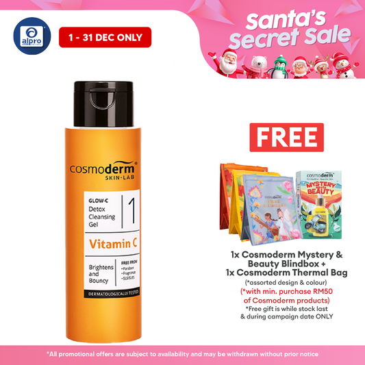 Cosmoderm Glow-C Detox Cleansing Gel 120ml | Contains Vitamin C Cosmoderm