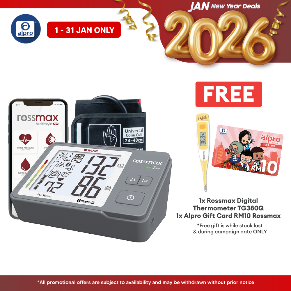 Rossmax Z5 Blood Pressure Monitor (PARR) | With Bluetooth And Type C USB Alpro Pharmacy