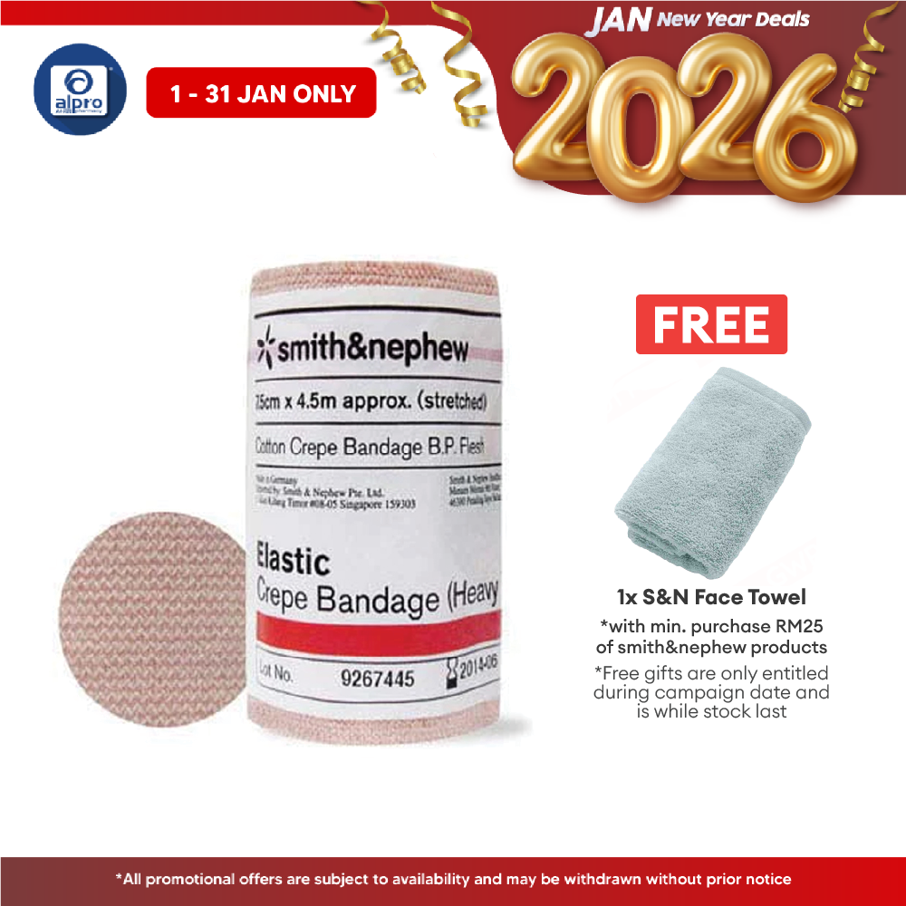 S&N Elastic Crepe Bandage (Heavy) 7.5cmx4.5m 1s Alpro Pharmacy