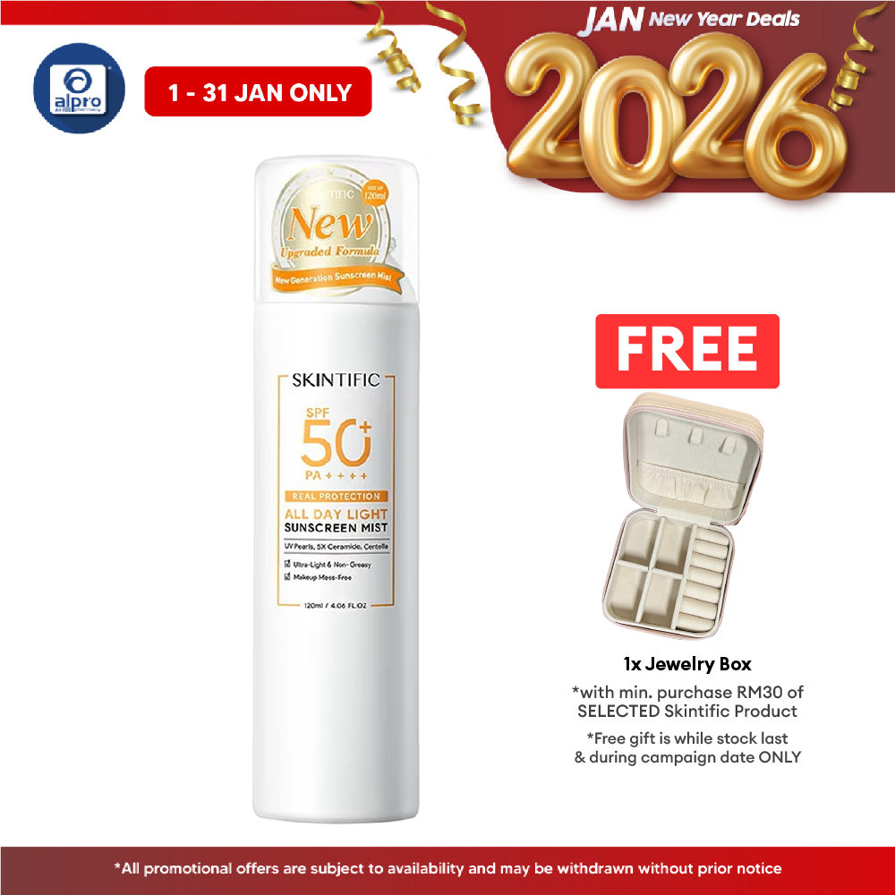 Skintific All Day Light Sunscreen Mist SPF50 PA++++ 120mL | Non-Greasy & Invisible Feeling Skintific