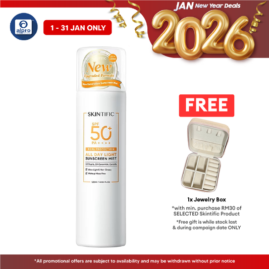 Skintific All Day Light Sunscreen Mist SPF50 PA++++ 120mL | Non-Greasy & Invisible Feeling Skintific