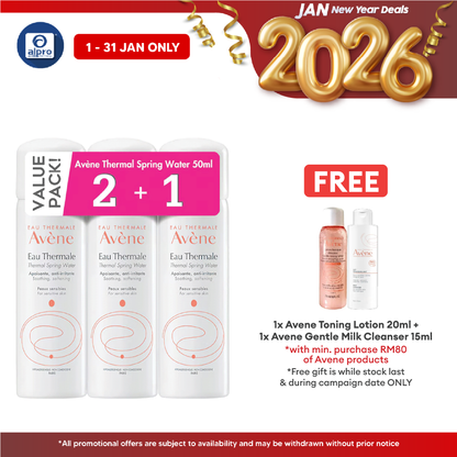 Avene Thermal Spring Water 50ml Trio Pack  Buy 2 Free 1 |  Excellent Source Of Hydration Avene