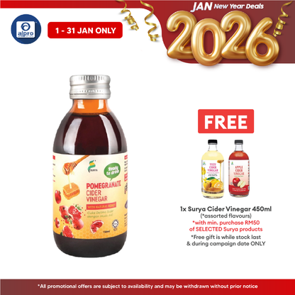 Surya Ready To Drink Pomegranate Cider Vinegar With Natural Honey 150ml | Enriched With Natural Goodness Alpro Pharmacy